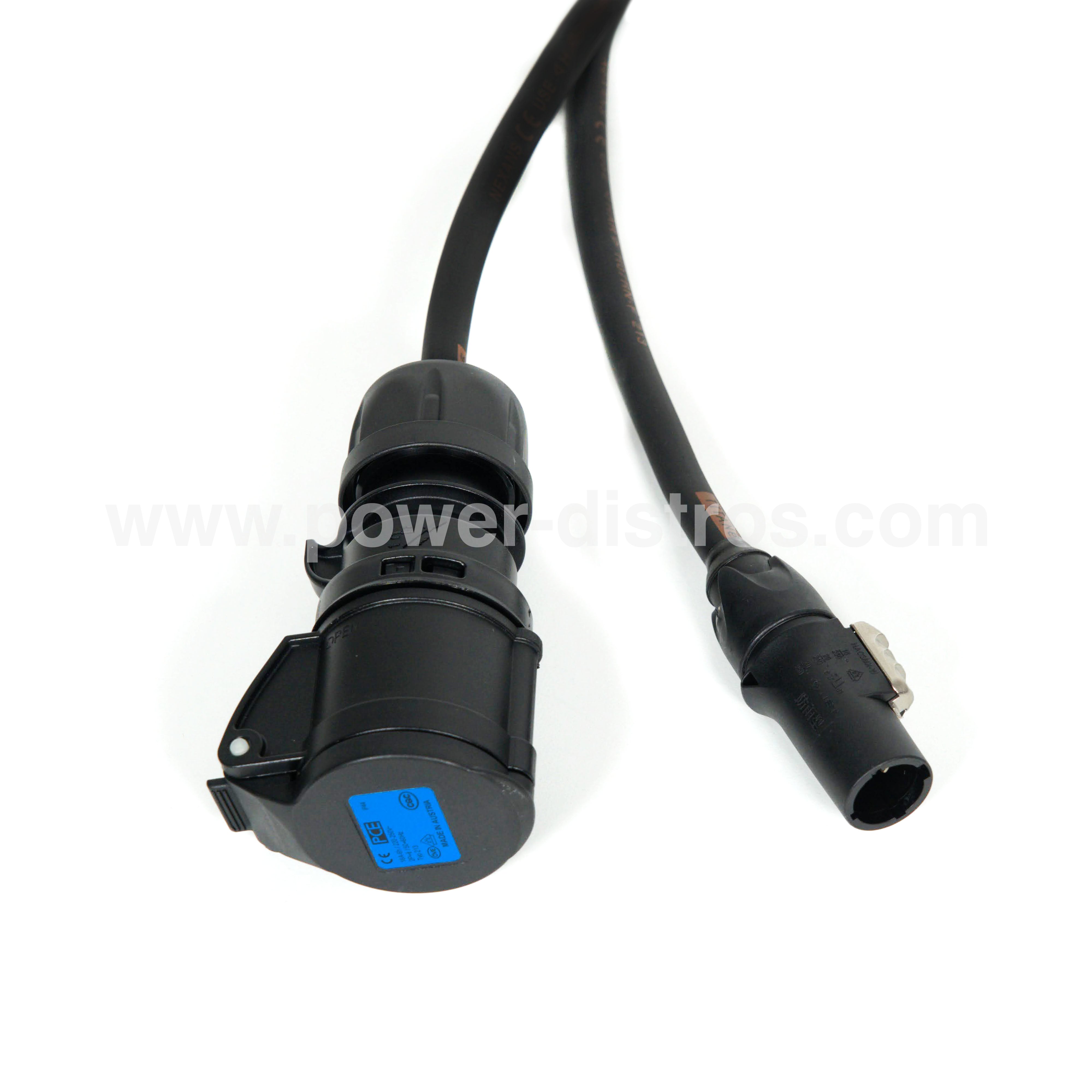 Power Cable - Waterproof PowerCon Male to 16A 3P CEE Female