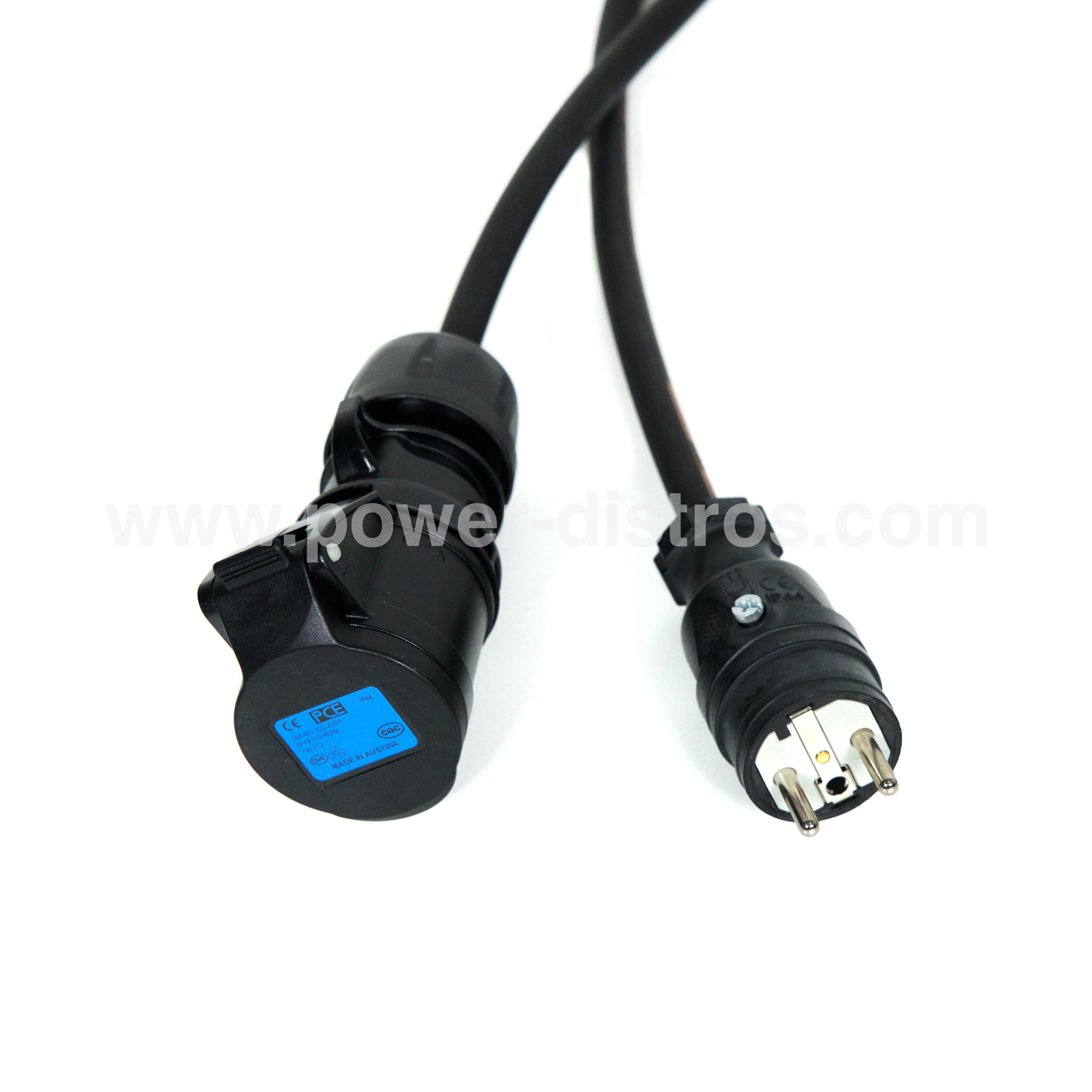 Power Cable - Schuko Male to 16A 3P CEE Female