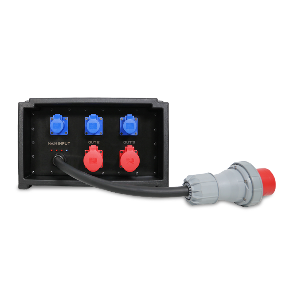 125A CEE 400V 5P In, 16A CEE 240V 3P/ 32A CEE 400V 5P Out, RCD, Distribution Box with Cable