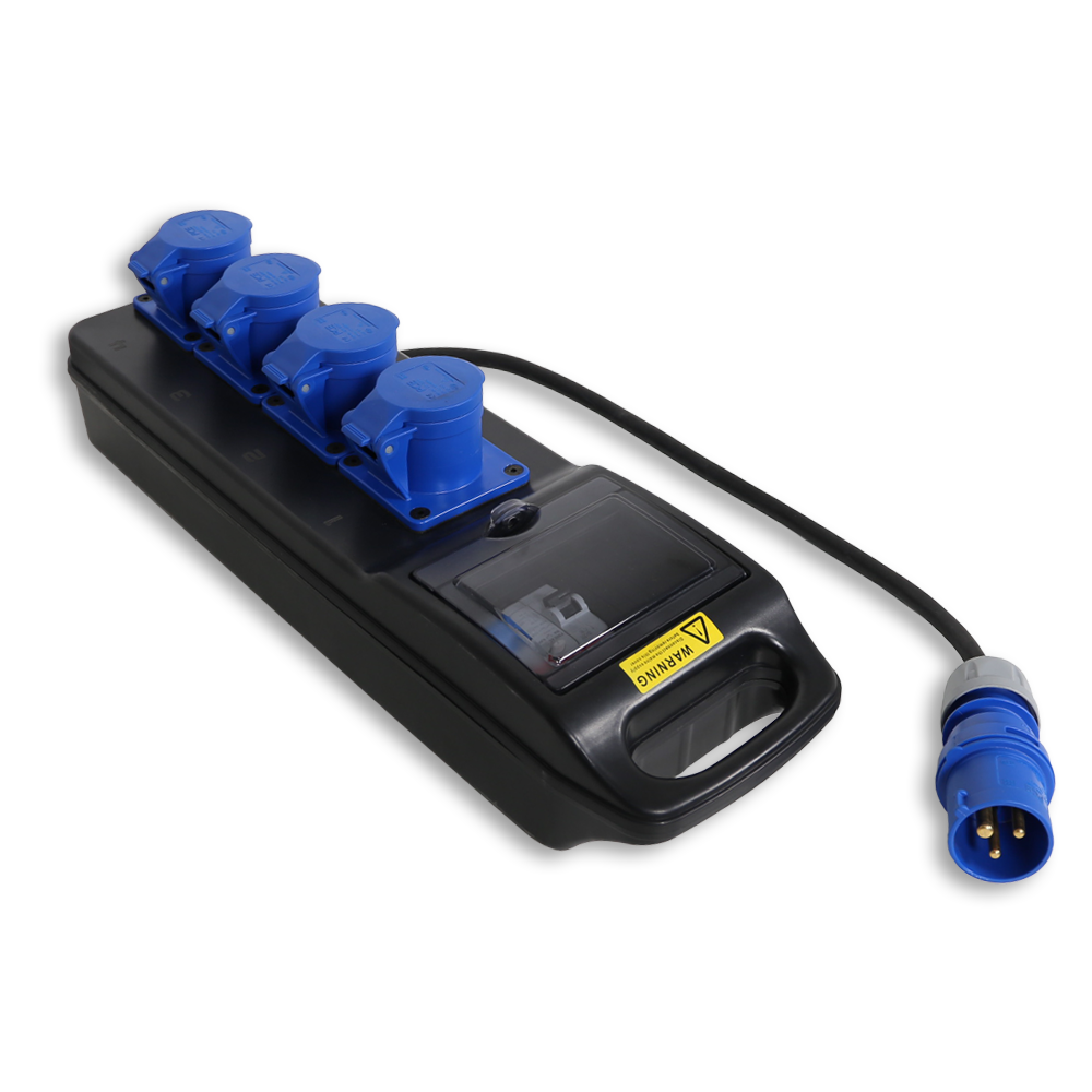 16A CEE 240V 3P In, 16A CEE 240V 3P Out, RCD, Distribution Box with Cable