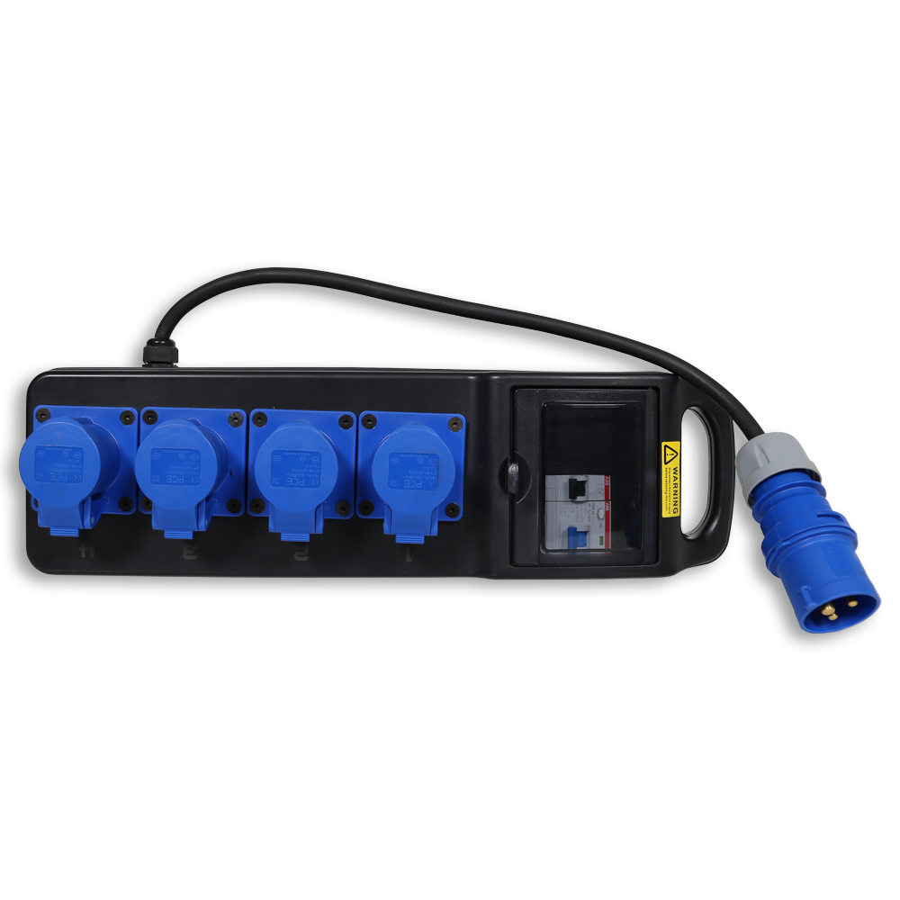 16A CEE 240V 3P In, 16A CEE 240V 3P Out, RCD, Distribution Box with Cable