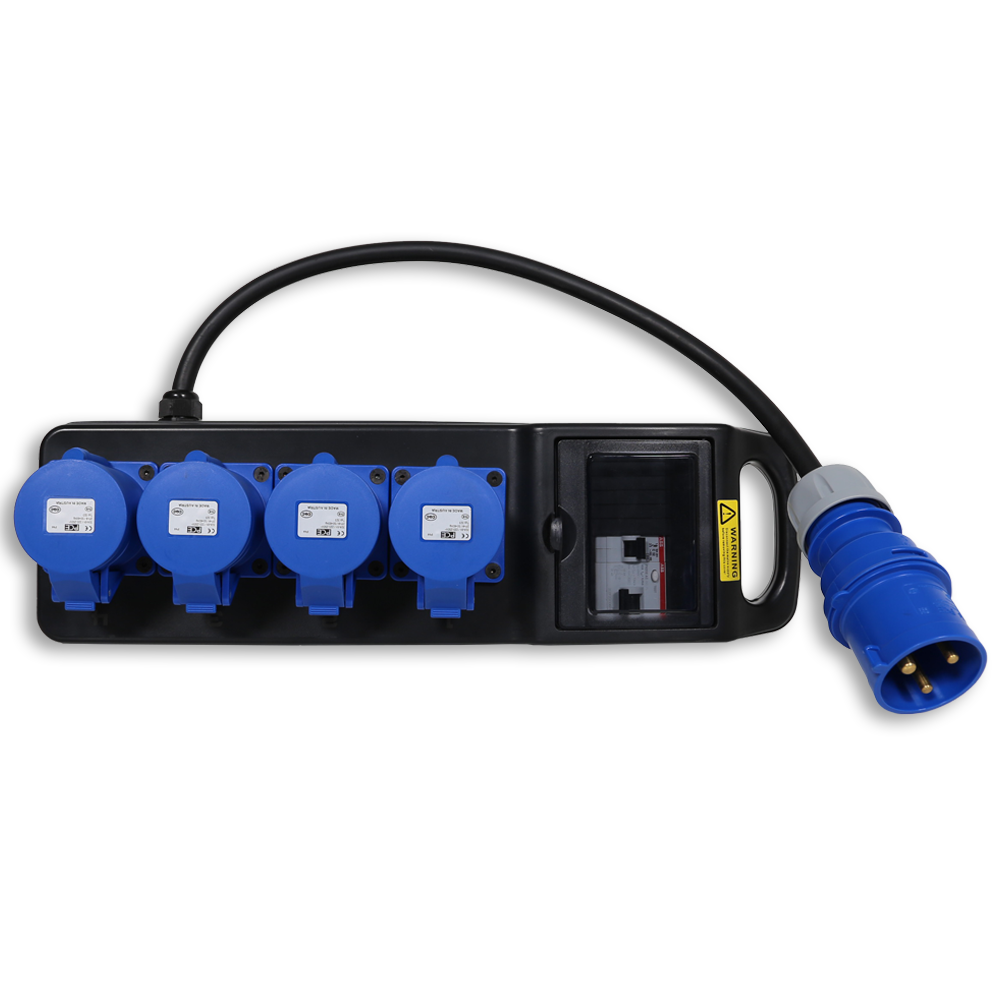 32A CEE 240V 3P In, 32A CEE 240V 3P Out, RCD, Distribution Box with Cable