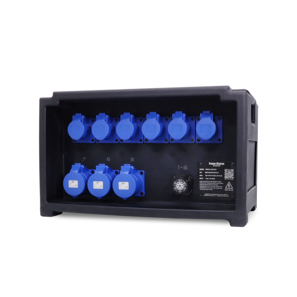32A CEE 400V 5P In, 16A CEE 240V 3P/ 32A CEE 240V 3P/ 32A CEE 400V 5P Out, MCB, Distribution Box Main Protection