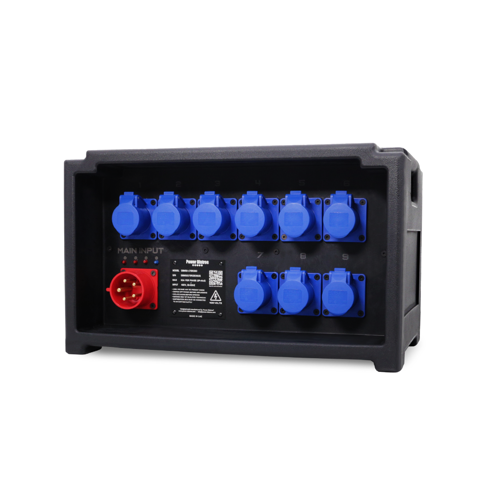 32A CEE 400V 5P In, 16A CEE 240V 3P Out, MCB, Distribution Box Main Protection