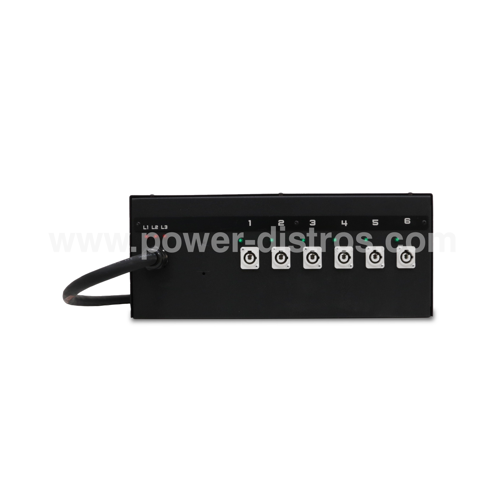 32A CEE 400V 5P In, 20A PowerCon Out, RCD, Rack Mount Distribution Box