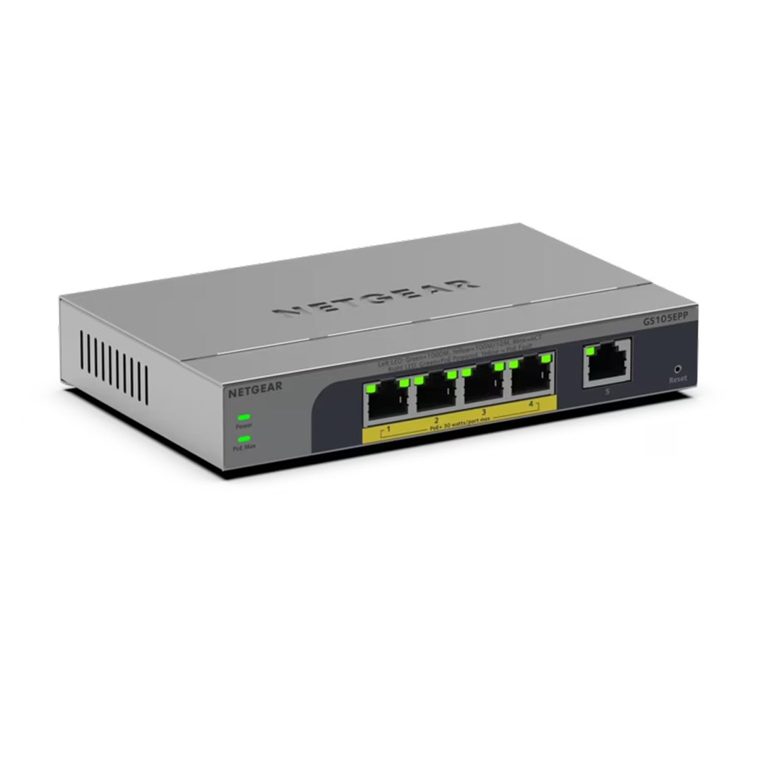 GS105EPP 5-Port Gigabit Ethernet Easy Smart High-Power PoE+ Switch (120W)