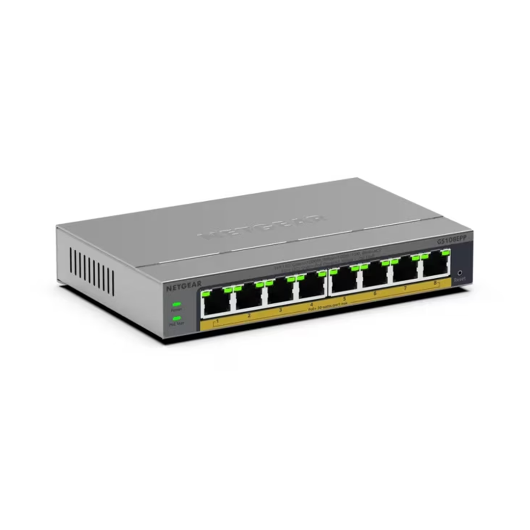 GS108EPP 8-Port Gigabit Ethernet Easy Smart High-Power PoE+ Switch (123W)