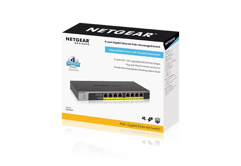 GS108LP 8-Port Gigabit Ethernet PoE+ Unmanaged Switch with FlexPoE (60W)