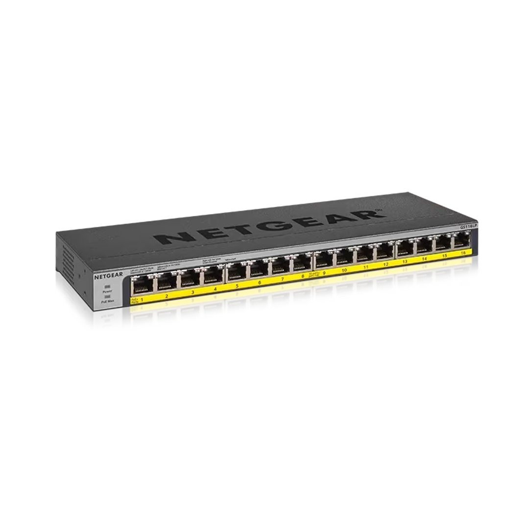 GS116LP 16-Port Gigabit Ethernet Unmanaged PoE+ Switch with FlexPoE (76W)