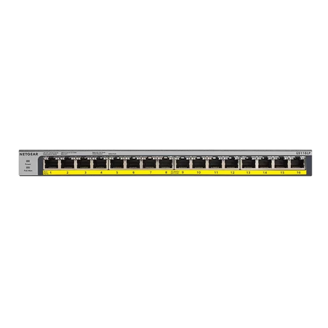 GS116LP 16-Port Gigabit Ethernet Unmanaged PoE+ Switch with FlexPoE (76W)
