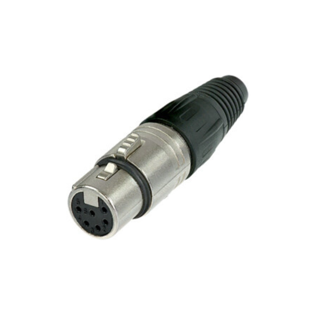Neutrik - NC6FX - XLR cable connector female 6-pole, Nickel housing and silver contacts.