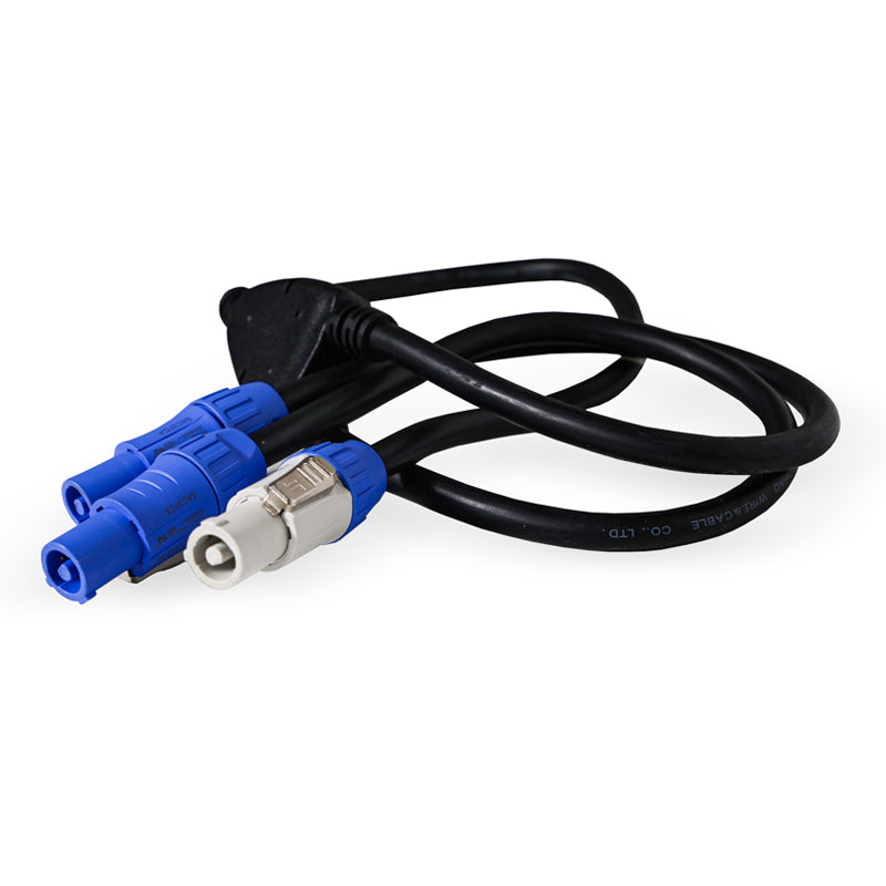 Power Y Cable - Powercon White to Powercon Blue