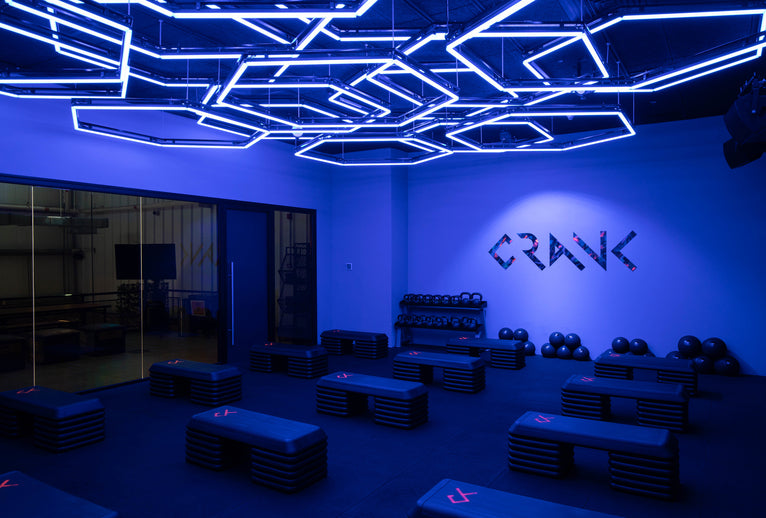 Slider image for Crank Gym uplifts their members' workout experience with Madrix and Cyclops Lighting