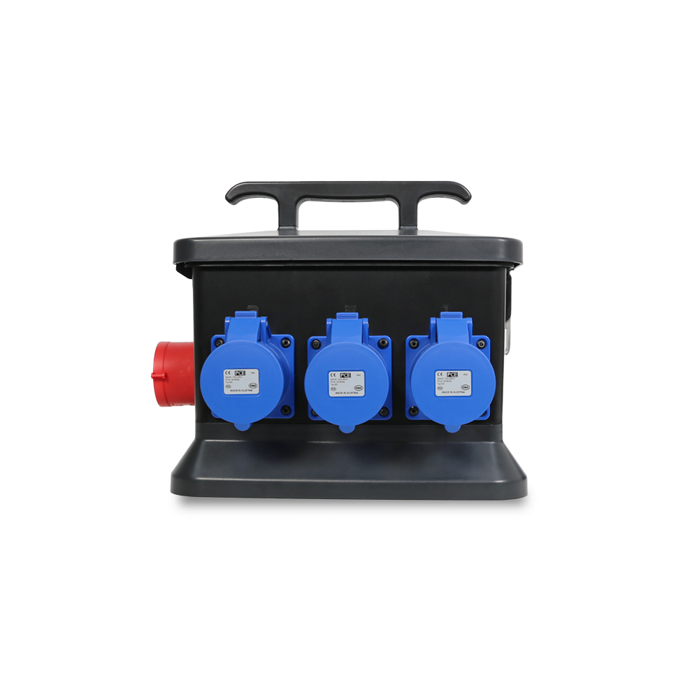 32A CEE 400V 5P In, 32A CEE 240V 3P Out, RCD, Distribution Box