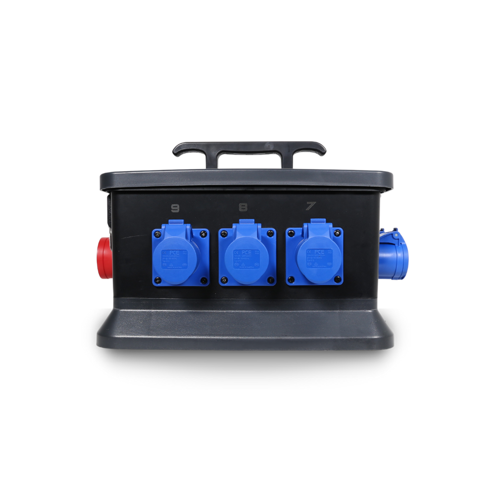 32A CEE 400V 5P In, 16A CEE 240V 3P Out, RCD, Distribution Box