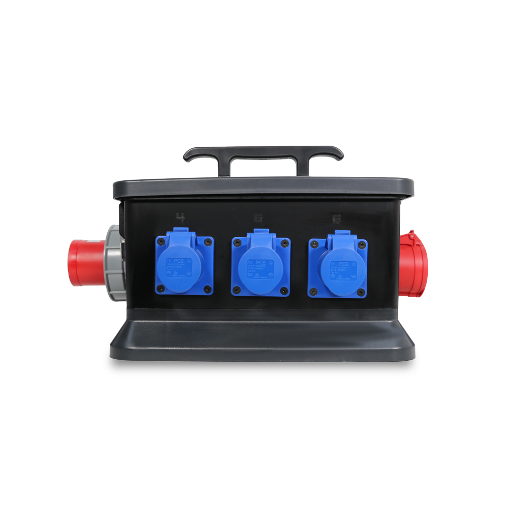 63A CEE 400V 5P In, 32A CEE 400V 5P/ 16A CEE 240V 3P Out, RCD, Distribution Box