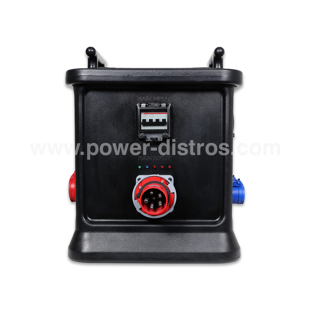 63A 400V 5P In, 16A CEE 230V 3P/ 32A CEE 230V 3P/ 32A CEE 400V 5P Out, RCD, Distribution Box Main Protection