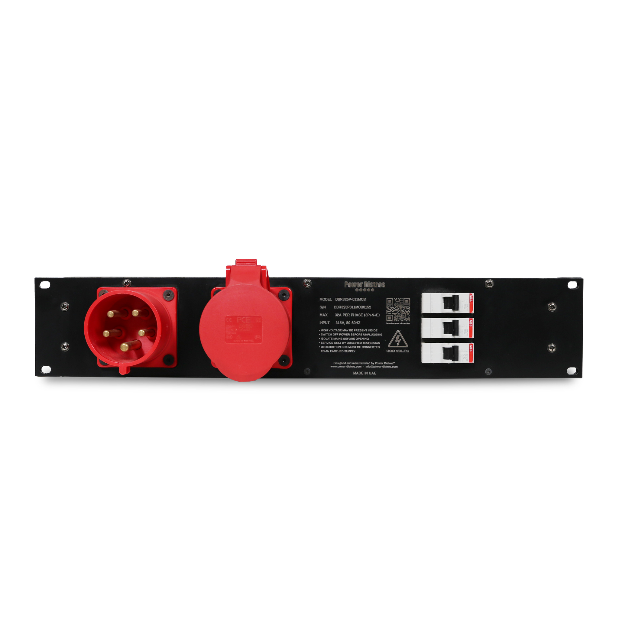 32A 400V 5P In, 16A 240V 3P/ 32A 400V 5P Out, MCB, Rack Mount Distribution Box