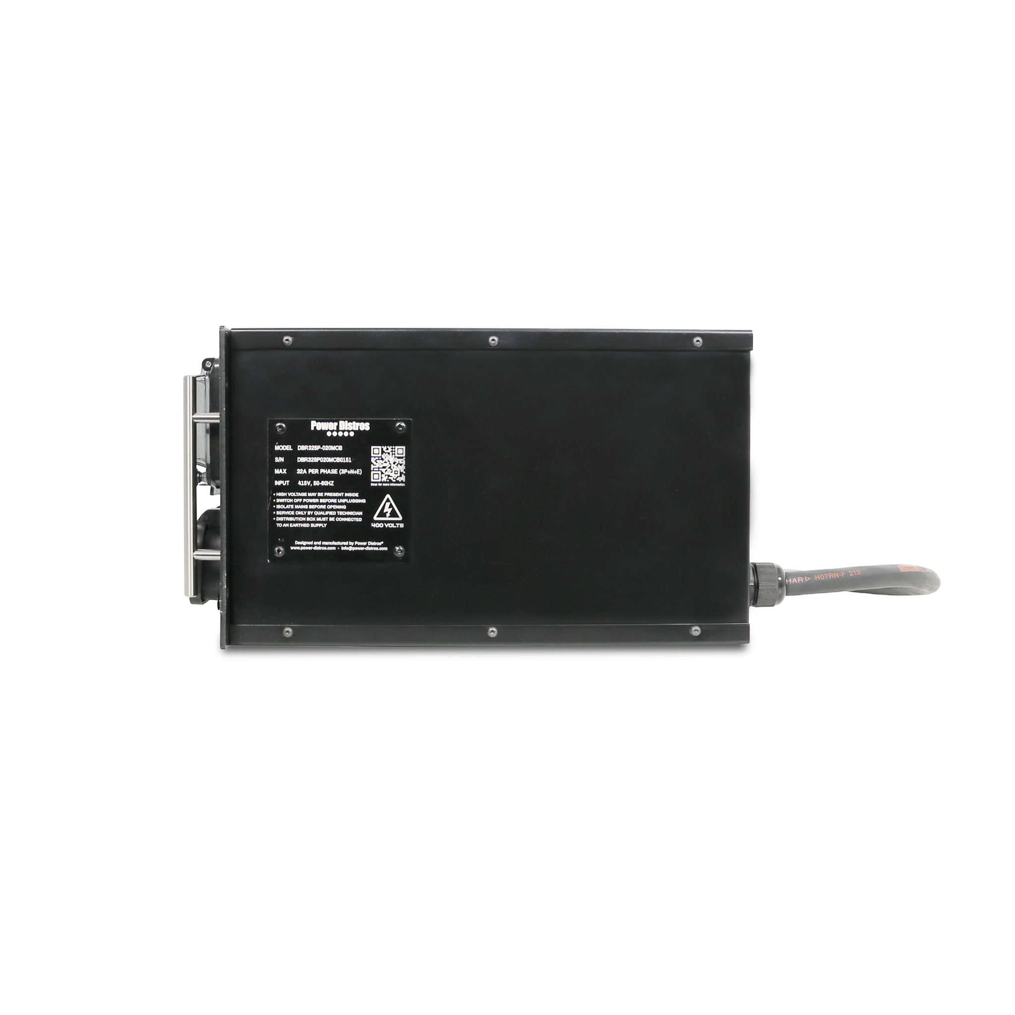 32A CEE 400V 5P In, 13A UK Type 240V Out, MCB, Rack Mount Distribution Box with Cable