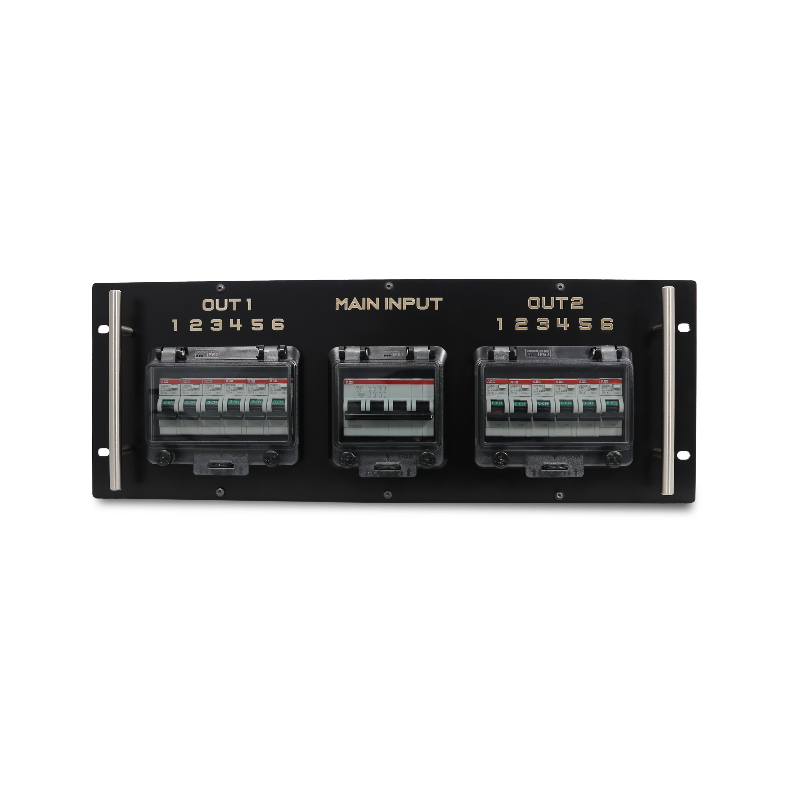 32A CEE 400V 5P In, 19 Pin Connector Out, RCBO, Rack Mount Distribution Box