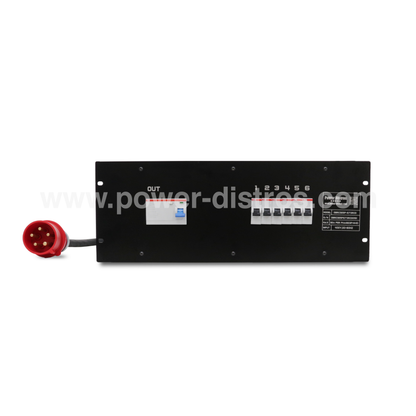 32A CEE 400V 5P In, 20A PowerCon Out, RCD, Rack Mount Distribution Box
