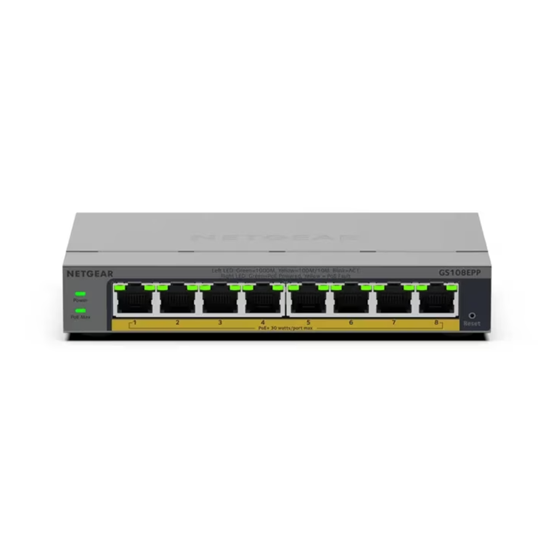 GS108EPP 8-Port Gigabit Ethernet Easy Smart High-Power PoE+ Switch (123W)