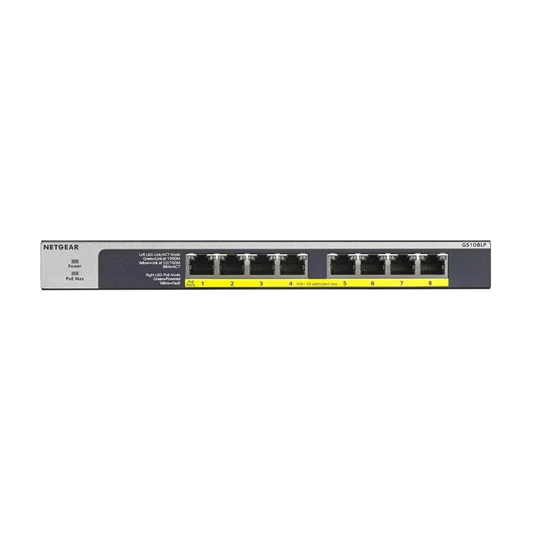 GS108LP 8-Port Gigabit Ethernet PoE+ Unmanaged Switch with FlexPoE (60W)