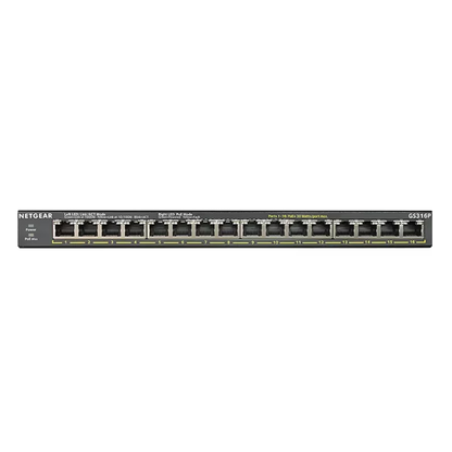 GS316P 16-Port Gigabit Ethernet Unmanaged PoE+ Essentials Switch (115W)
