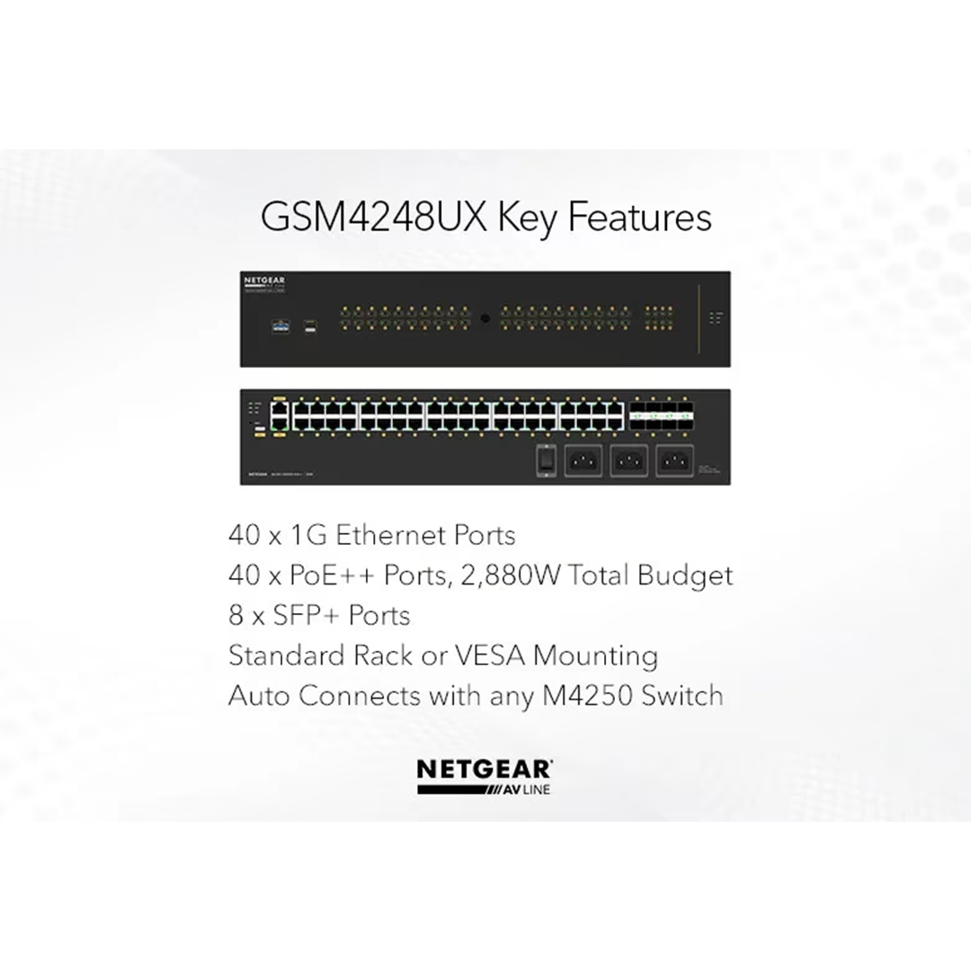 AV Line GSM4248UX 40x1G PoE++ 2,880W and 8xSFP+ Managed Switch