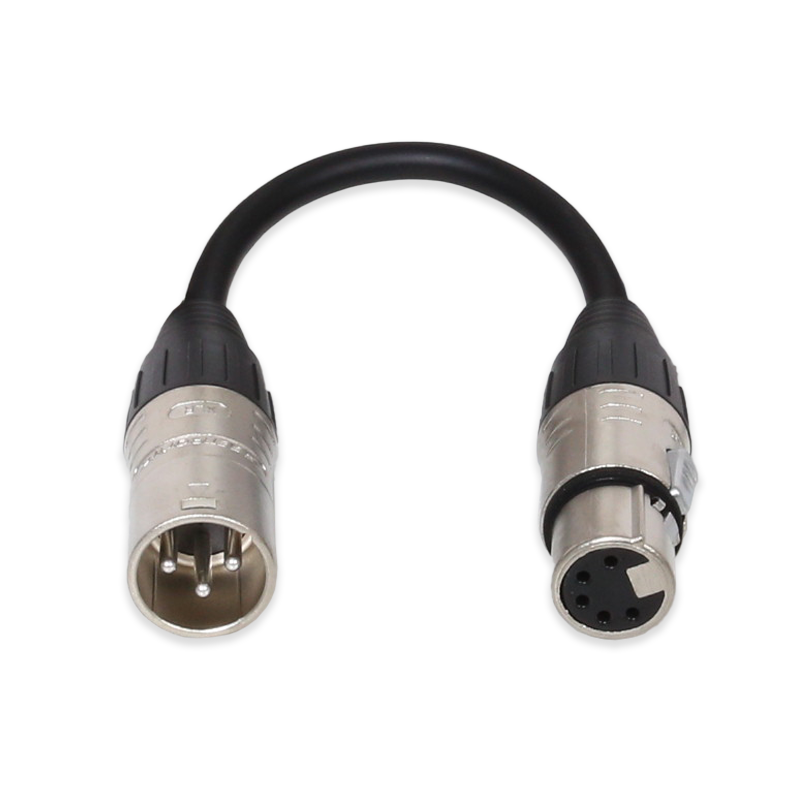 XLR Cable -  3 Pin Male to 5 Pin Female for DMX - 20cm