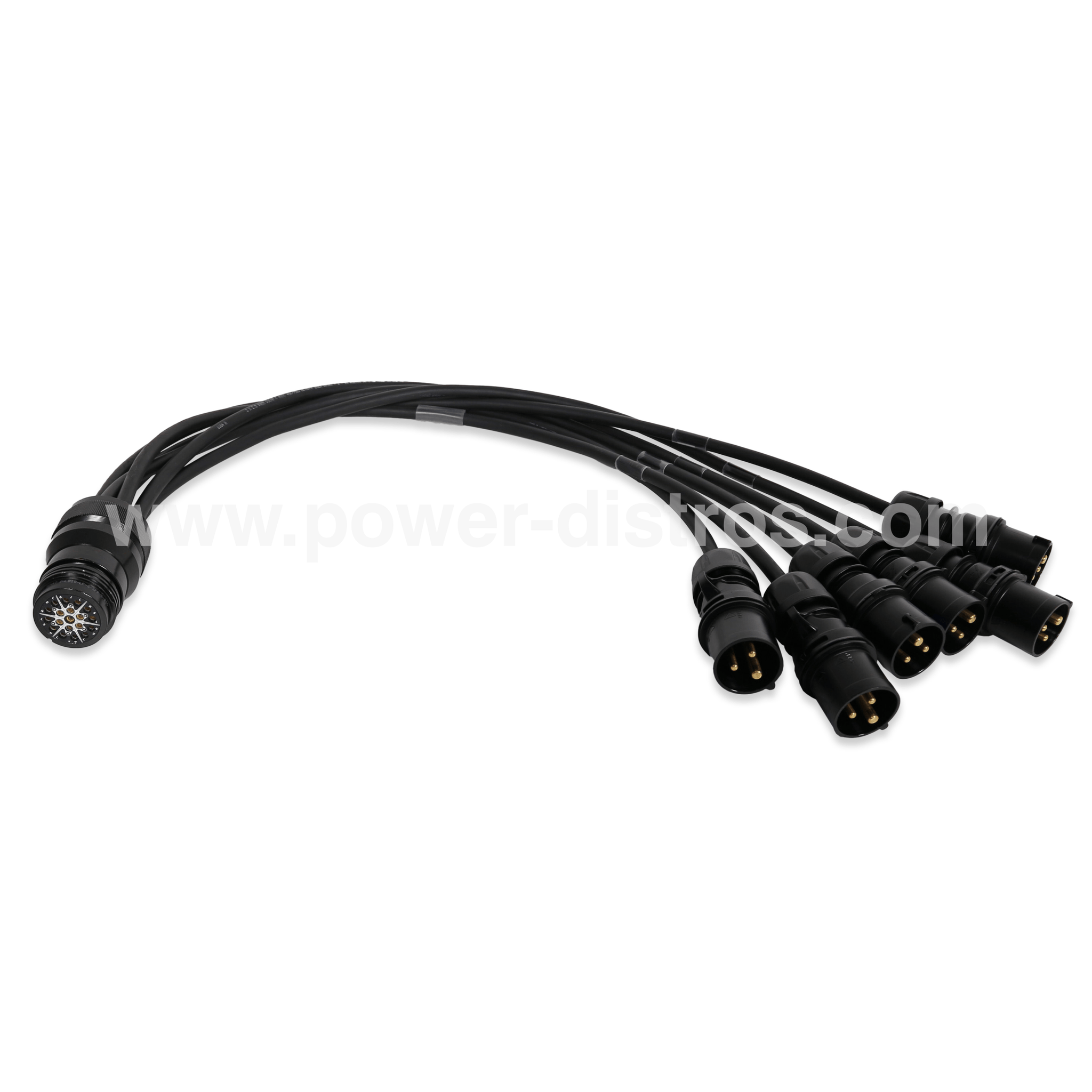 Power Fan In Spider - 19 Pin Female Connector to 6 x 16A 3P CEE Male - 1m Each Connection