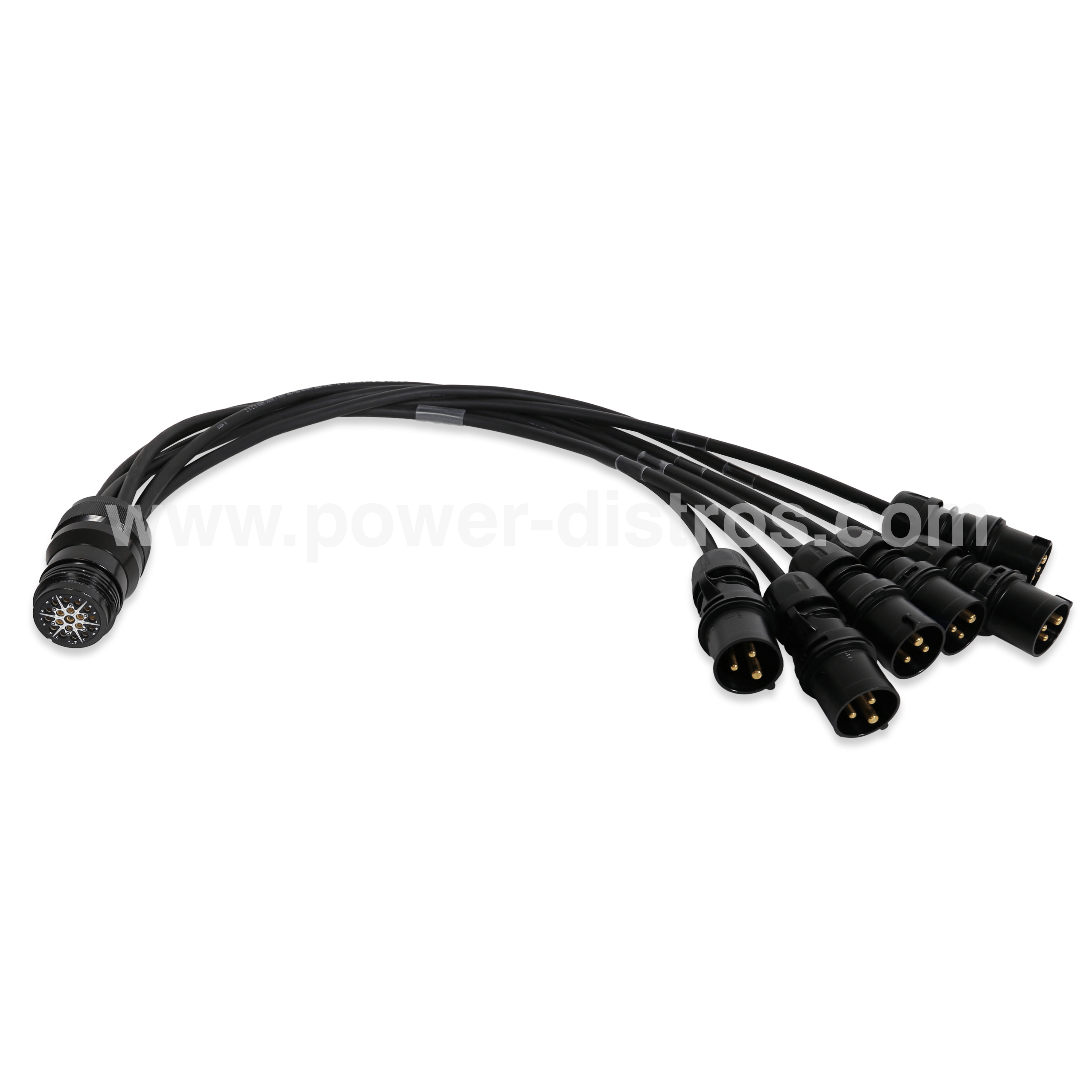 Power Fan In Spider - 19 Pin Female Connector to 6 x 16A 3P CEE Male - 1m Each Connection