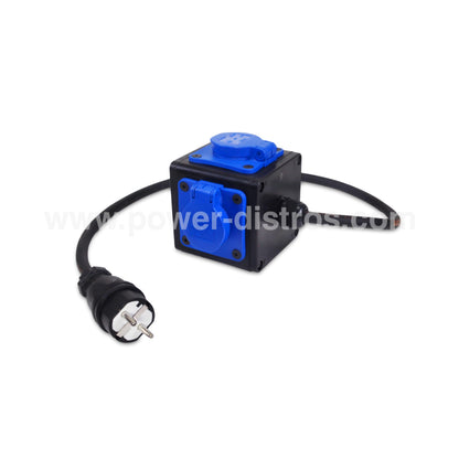 16amp SCHUKO Input, 4 x 20amp SCHUKO Outputs Stage Box - SBCS-01S
