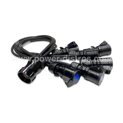 Power Fan Out Spider - 19 Pin Male Connector to 6 x 16A 3P CEE Female