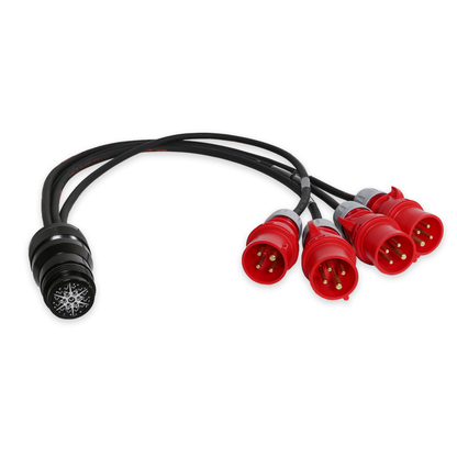 Male Fan In Spider - 19 Pin Connector to 4 x Male CEE 16 A 4 Pole - 1m each