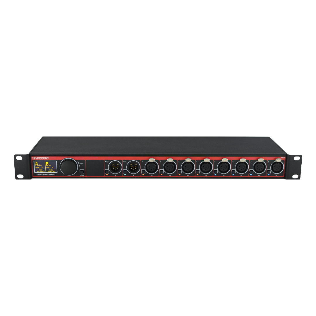 Swisson - XPD-28-5R- 2:8 A/B DMX&RDM Splitter- 19"- 2 inputs- 8 outputs- 5pin XLR
